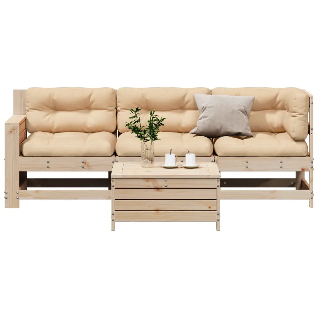 Set Divani da Giardino 4 pz con Cuscini Legno Massello di Pino 3250772