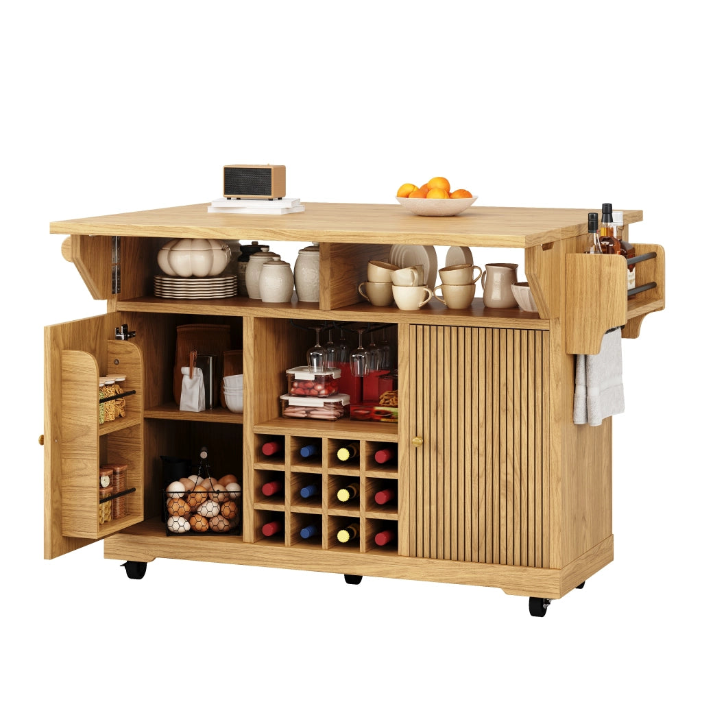 Carrello da cucina mobile con vani aperti; ripiani regolabili e portabottiglie; per cucina e sala da pranzo