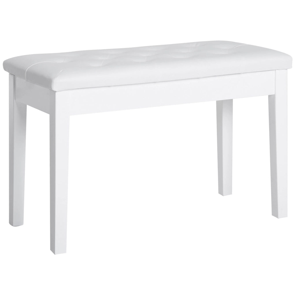 Sgabello da Pianoforte con Seduta in Similpelle e Scomparto ¨C zephmum ¨C Bianco 76x36x50 cm