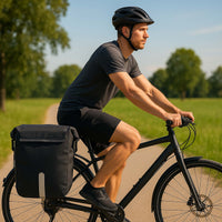 Doppel Gepäckträgertasche 37 x 16 x 51 cm, Fahrradtasche Gepäckträger 46 l Stauraum, wasserresistente Fahrrad Tasche, Gepäcktasche mit seitlichen Taschen