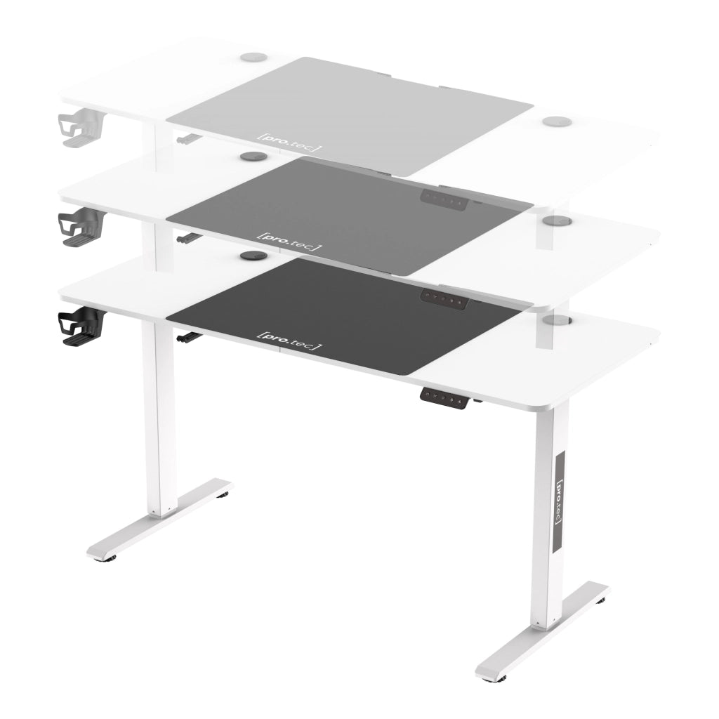 Scrivania 'Stryn' Regolabile in Altezza con Sollevamento Elettrico 140 x 60 Bianco Puro - pro.tec