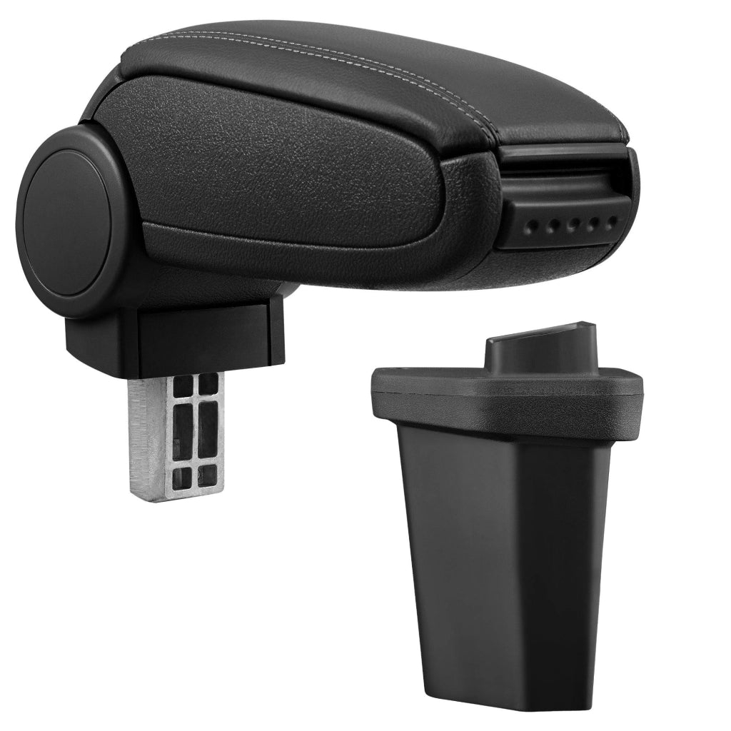 Bracciolo centrale per Hyundai I20 / 2a generazione con scomparto imbottito in similpelle nera con cuciture nere 03_0000489