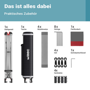 Gazebo pieghevole con zanzariera, grigio rosso 3,92 x 3,92 m, impermeabile, UV 50+, Tendone per feste