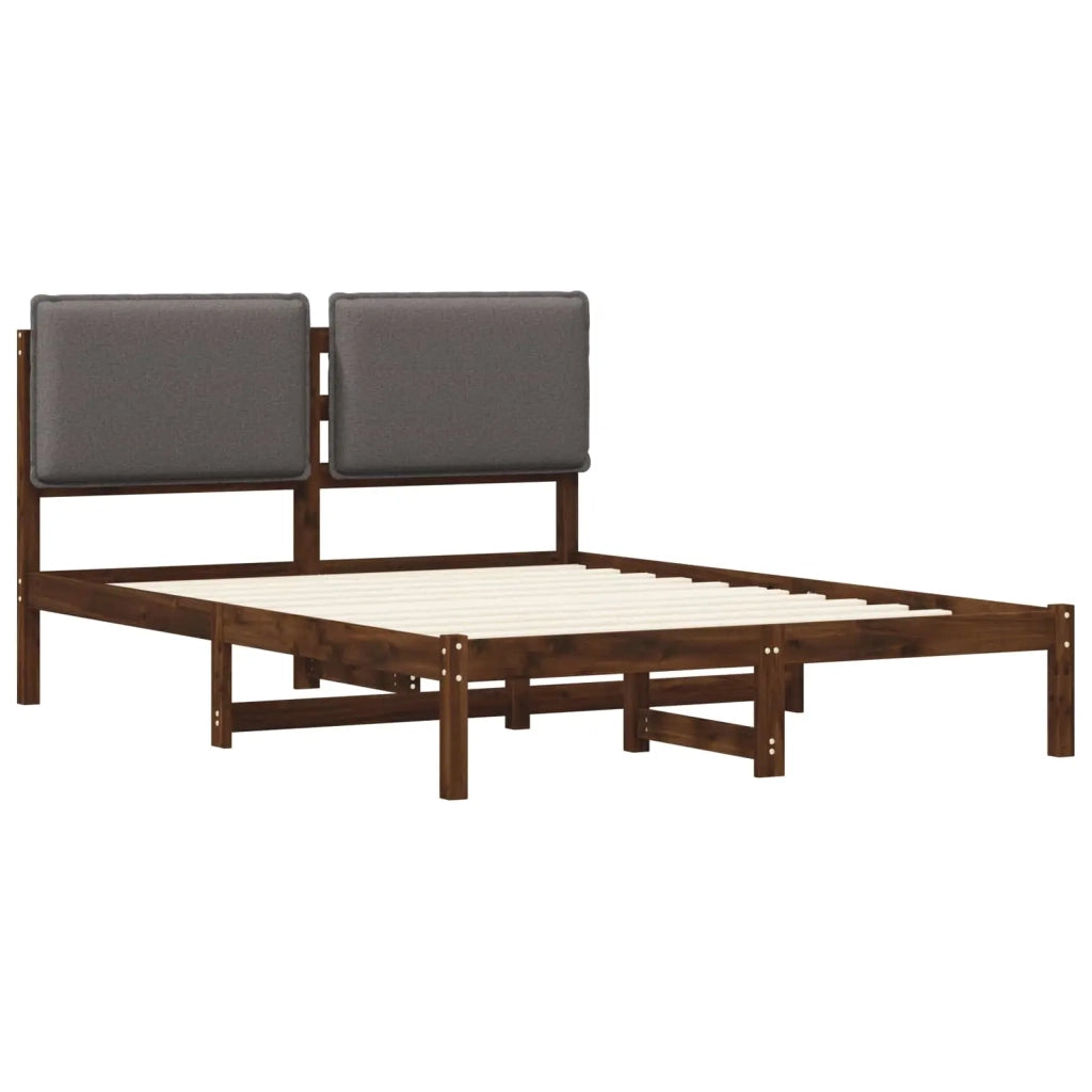Letto con Testiera Rivestita Marrone scuro e grigio chiaro 903902