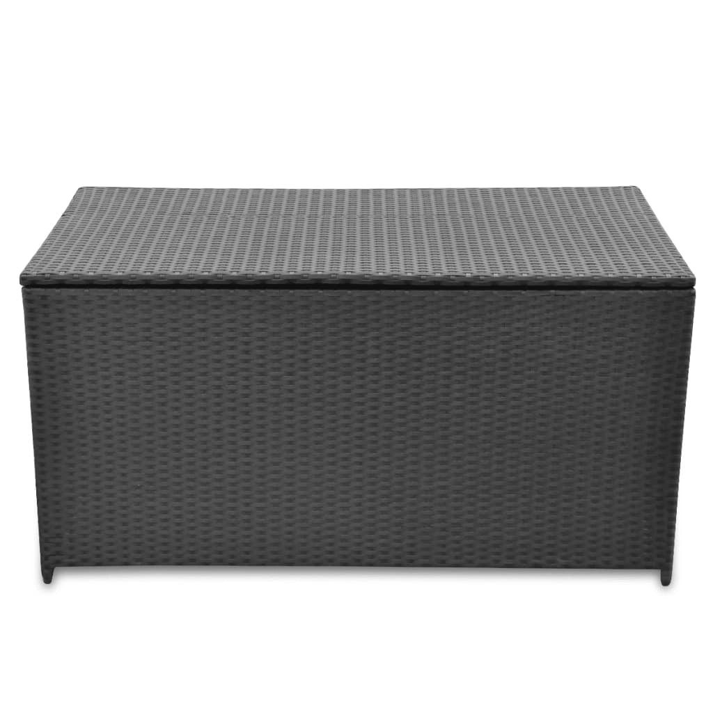Contenitore da giardino nero 120 x 50 x 60 cm resina intrecciata 02_0013109
