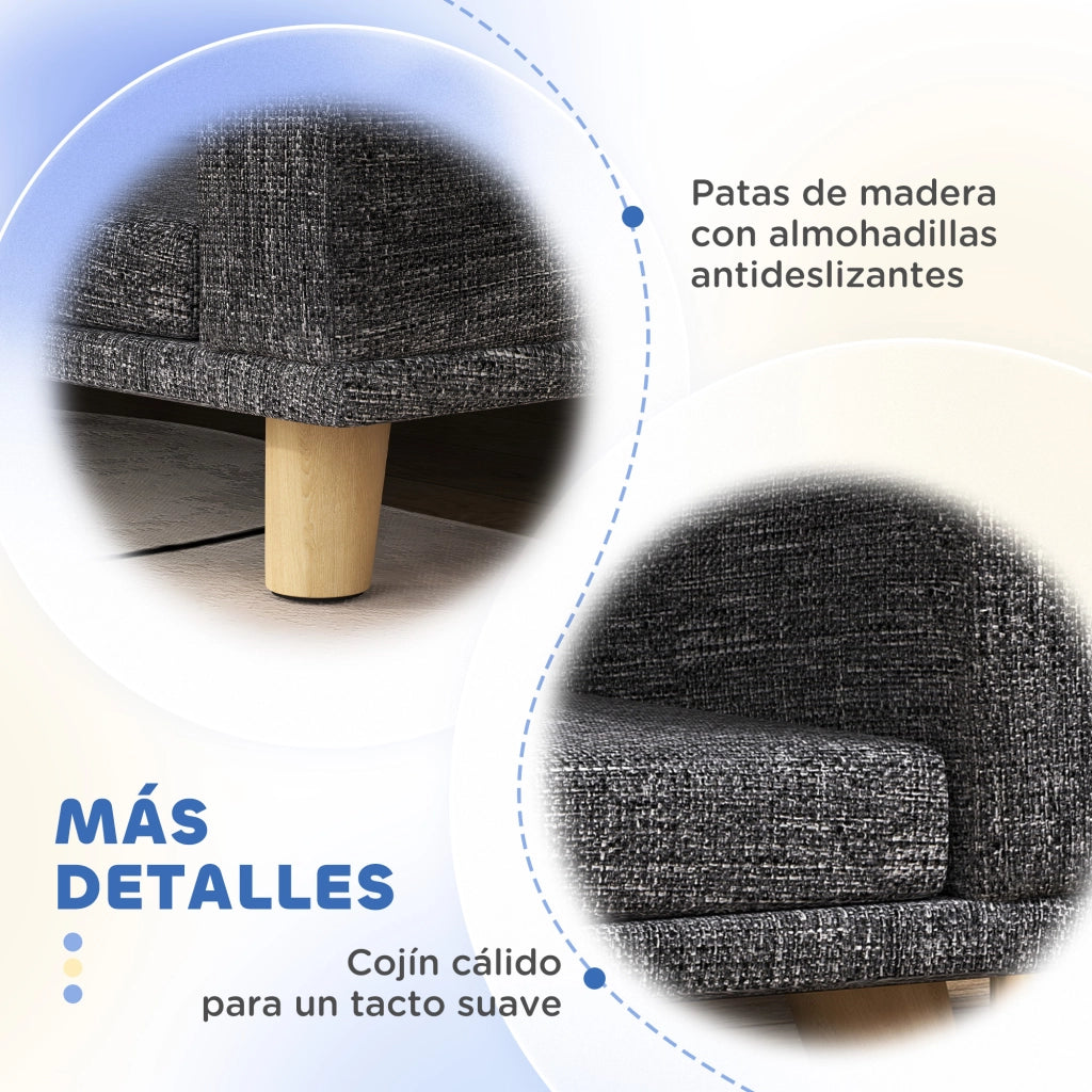Letto per Cani Grande con Cuscino Lavabile ¨C zephmum ¨C Grigio Scuro Legno 98x67x25