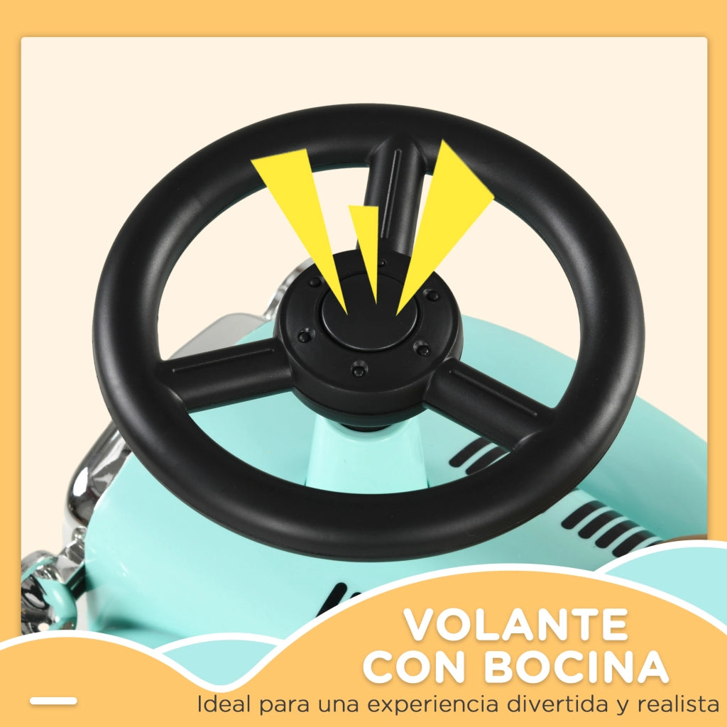Coche Correpasillos per Bambini con Volante e Cassetto ¨C zephmum ¨C Verde Mint 58x27x35 cm