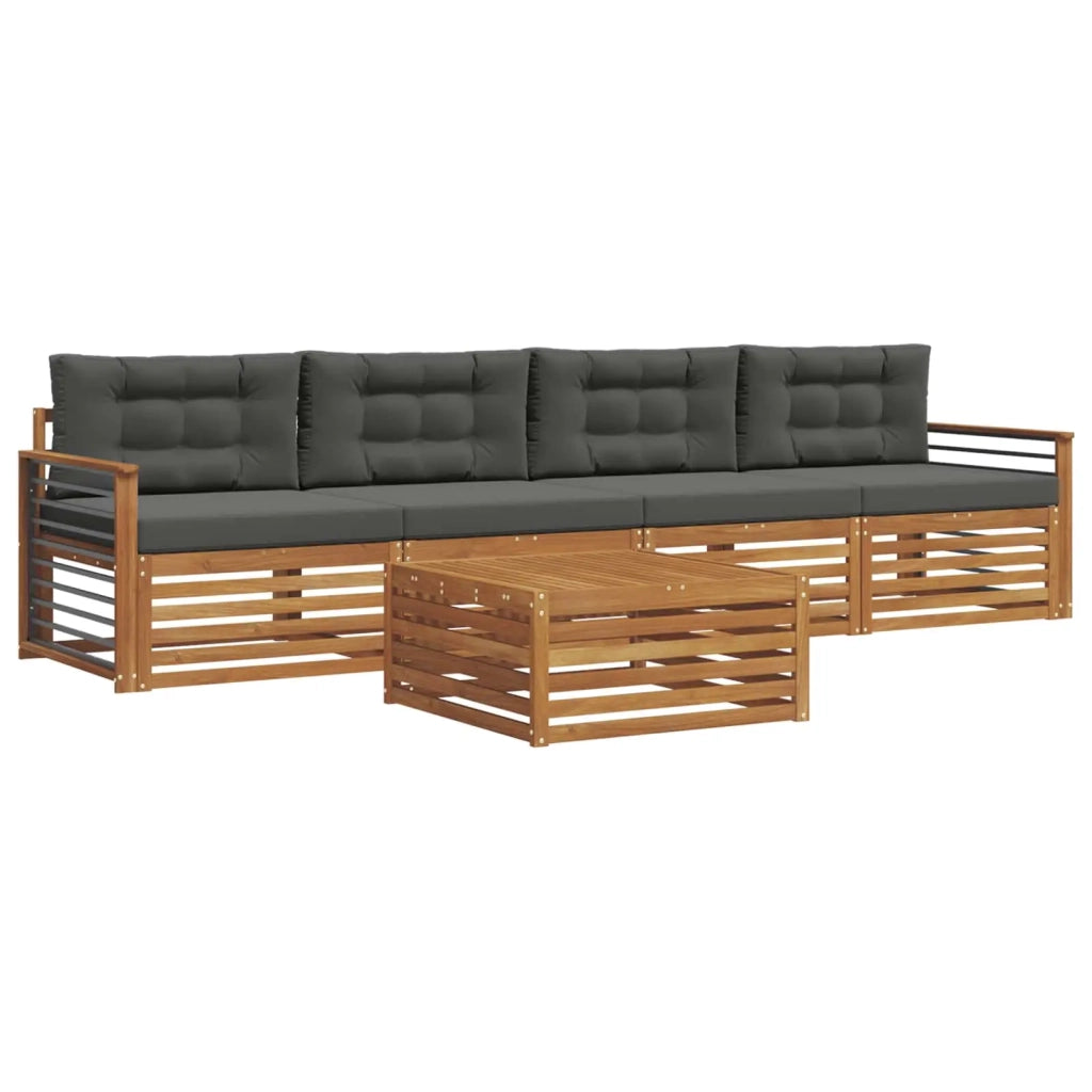 Set di divani da esterno con cuscino 5 pcs Naturale e Antracite 3372992