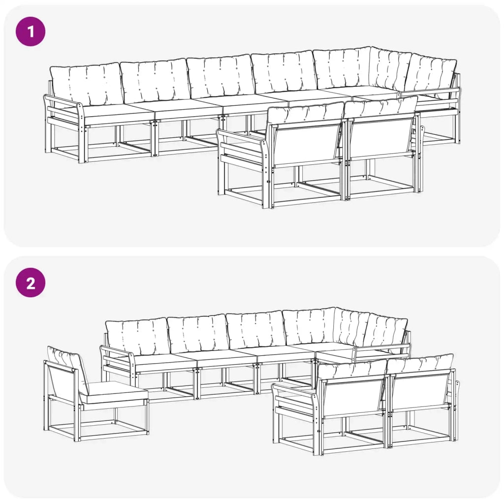 Set di divani da esterno 8 pz Bianco e Grigio Chiaro 3388805