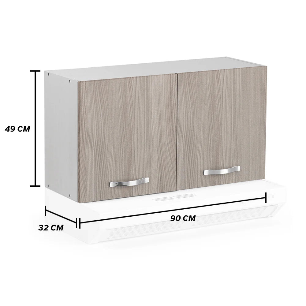 Pensile per cucina componibile da 90 cm con due ante, realizzata in legno 100% MADE IN ITALY colore Olmo