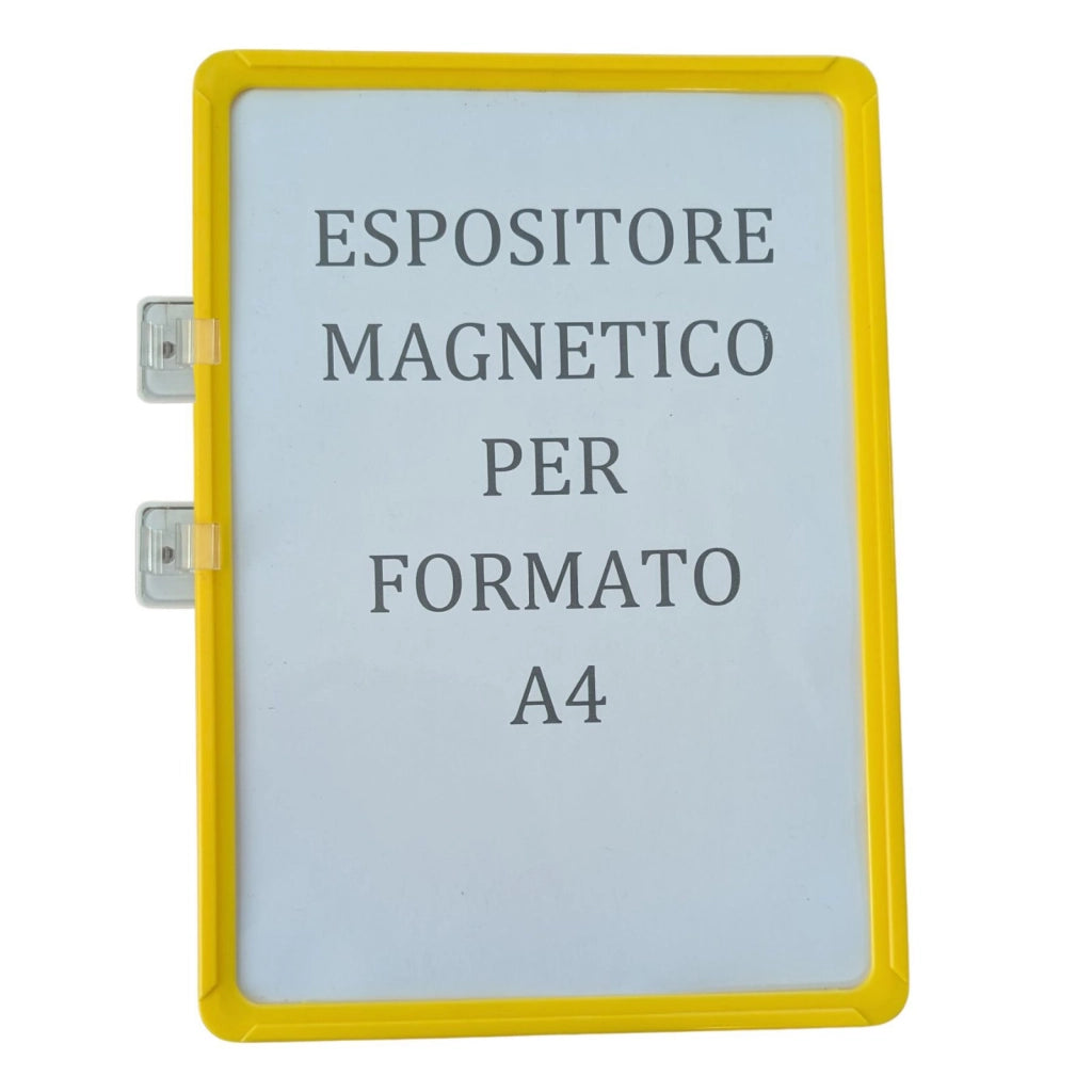 10 Pezzi di Espositore Magnetico Per Etichette A4, Cornice Arancione, Cartellini Per Magazzino e Supermercati Scaffalature, Doppia Base Magnetica, Orizontale e Verticale, Riutilizzabile