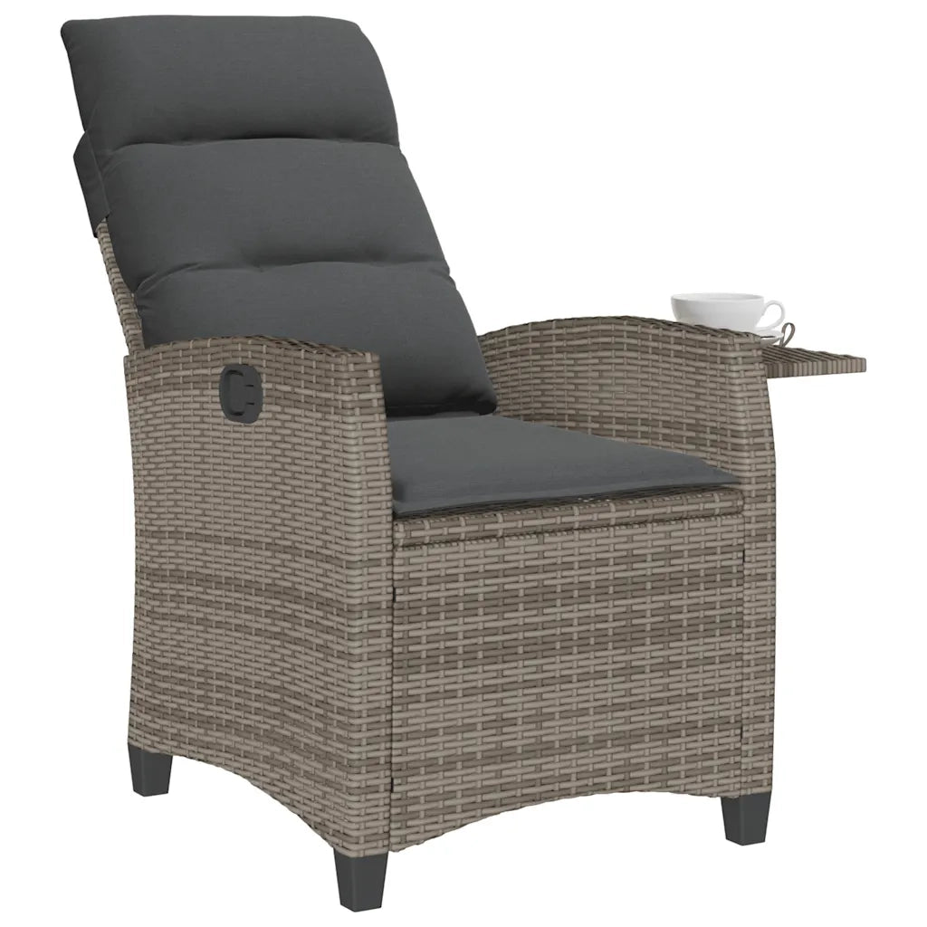 Sedia Reclinabile da Giardino con Tavolino Grigio Polyrattan 4108271