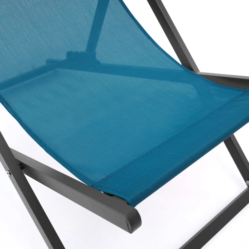 IDMarket - Set di 2 chiliennes LOTA in acciaio e tessuto textilene blu antracite