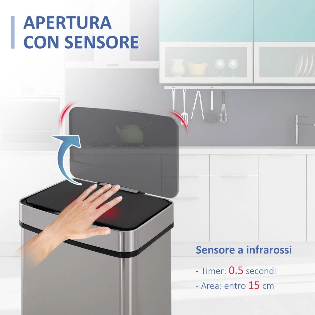 PATTUMIERA AUTOMATICA 72L CON SENSORE INFRAROSSI 42X30X81CM