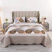 Patchwork Coperta da Letto 220x240cm, Coperta da Letto 230x250cm per Letto a Due Piazze, Set di Coperte Patchwork Invernali Pieno, Realizzato in Poliester, Incluso 2 Cuscini Copratori 50x70cm, Entrambi i Lati con Disegno