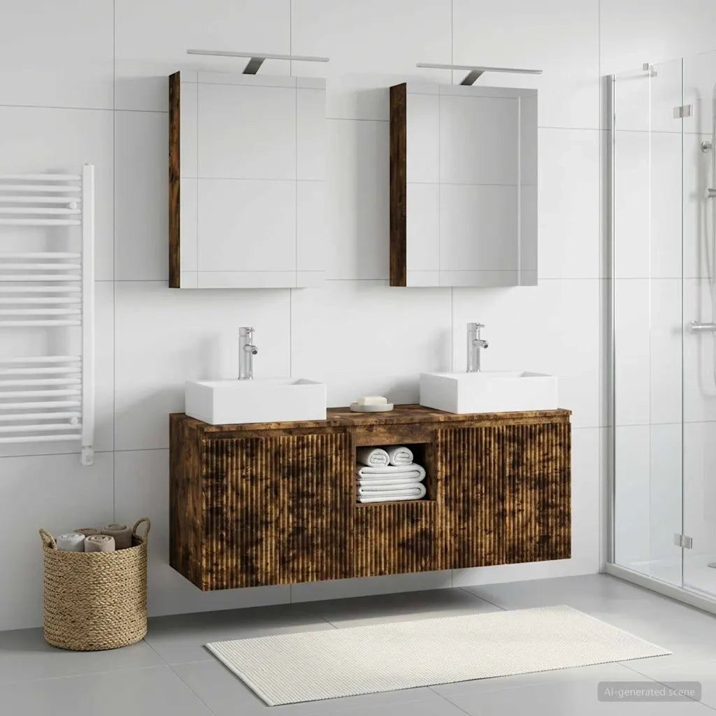 Set di Armadi da Bagno 5 pcs Rovere Fumo Legno ingegnerizzato 3406395
