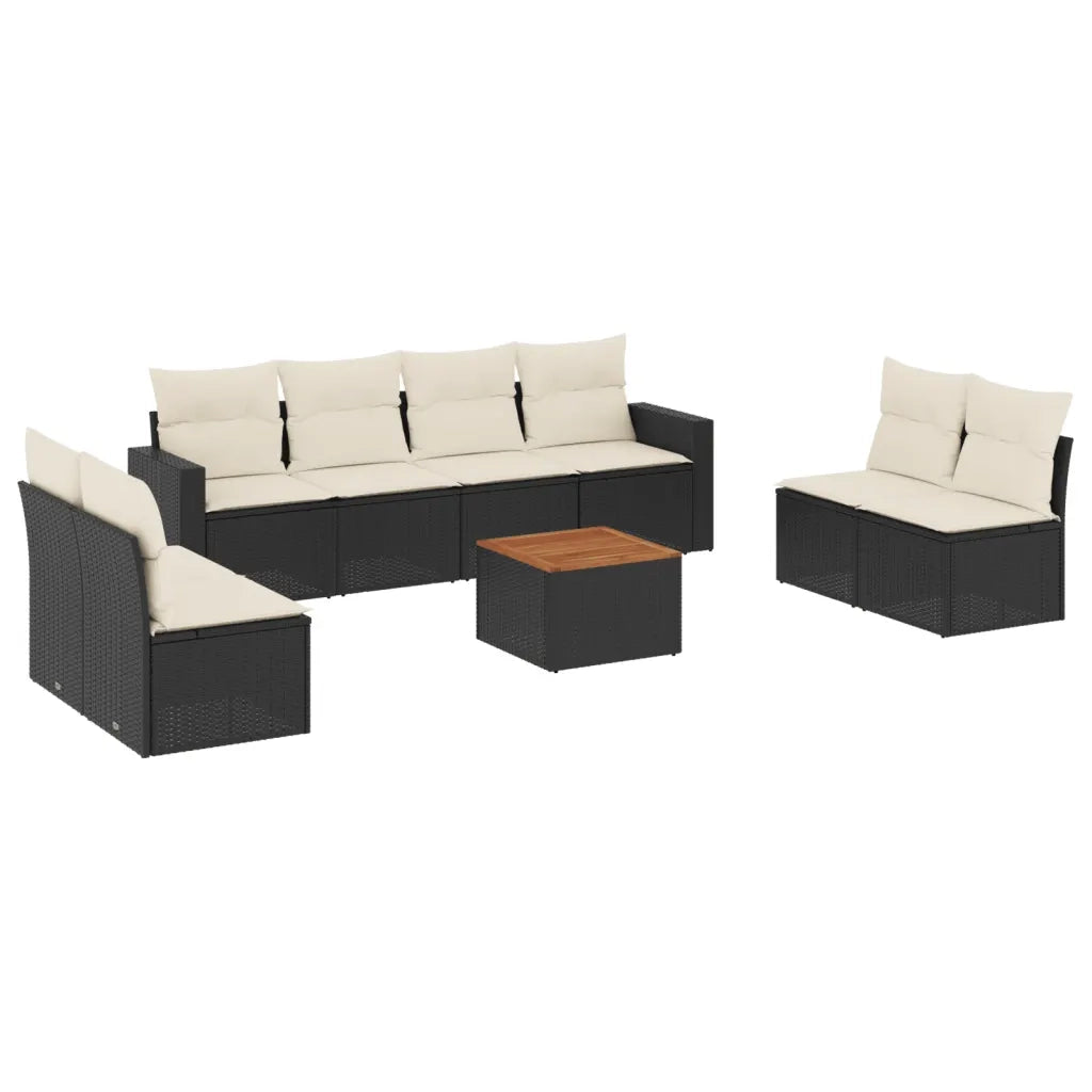Set Divani da Giardino 9 pz con Cuscini Nero in Polyrattancod mxl 89505