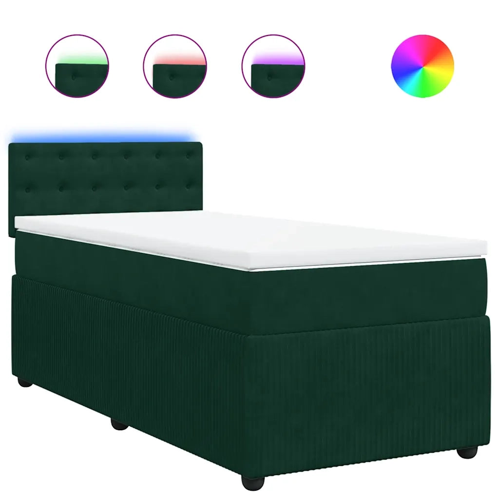 Giroletto a Molle con Materasso Verde Scuro 90x190 cm Velluto