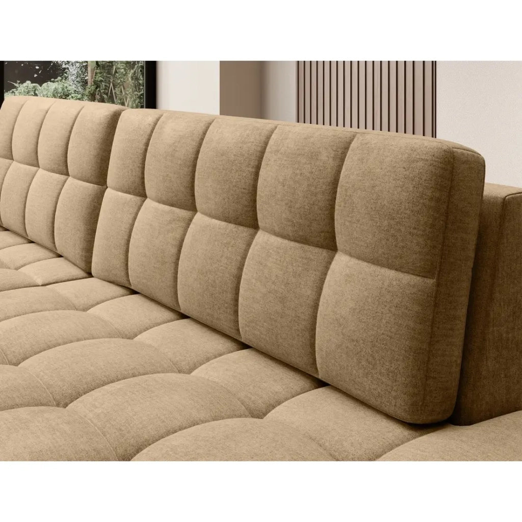 Divano angolare trasformabile CUBITO beige 240 cm con contenitore e letto