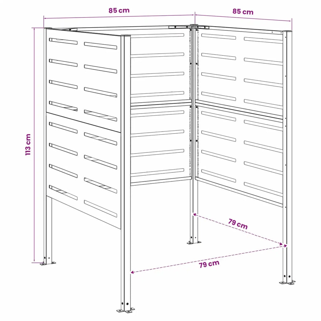 Schermo per bidone della spazzatura 85 x 85 x 113 cm Acciaio 8013426