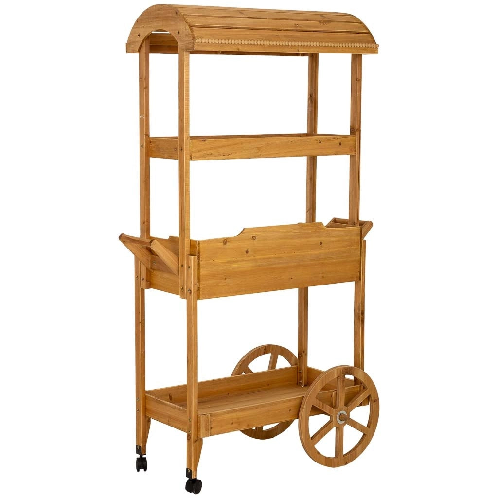 Carrello espositore in legno marrone 105x50x173h cm