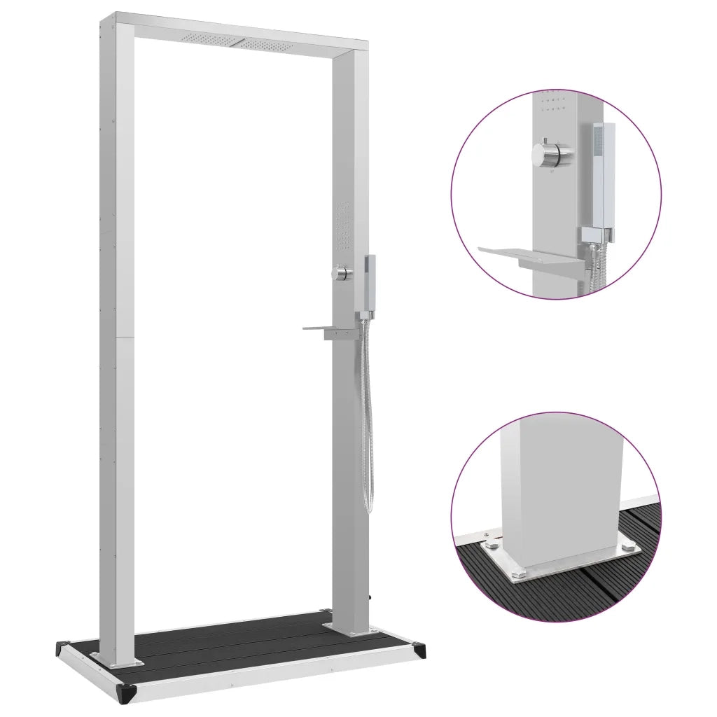 Doccia da Esterno con Piatto in WPC Acciaio Inossidabile cod mxl 47253