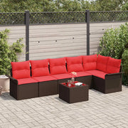 Set Divano da Giardino 7 pcs Marrone polyrattan