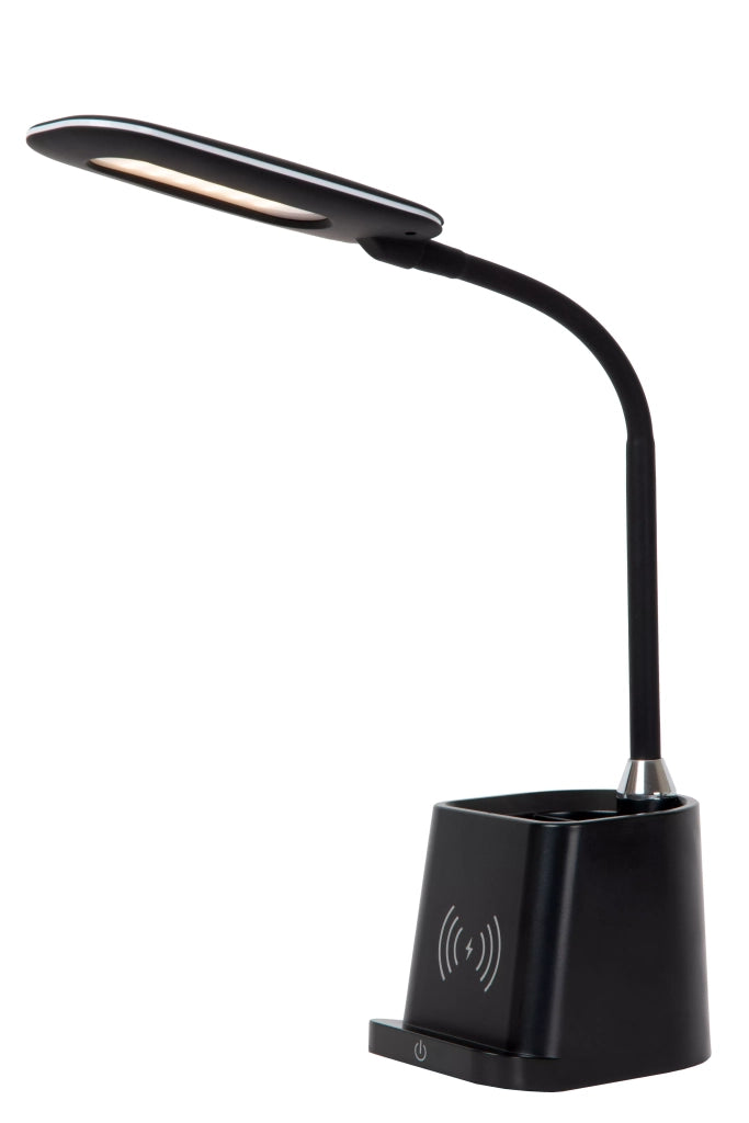 Lampada scrivania Qi portapenne nera LED 4,7W Lucide