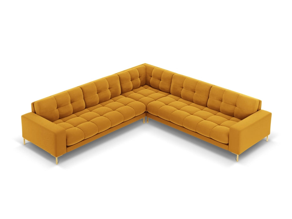 Cosmopolitan Design - Divano angolare reversibile "Bali" 6 posti in velluto giallo 