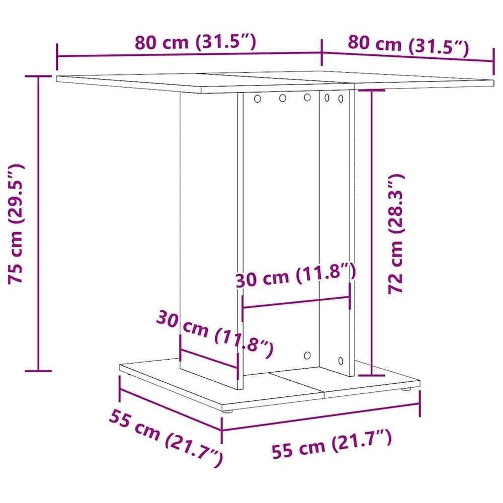 Dining Table White 80x80x75 Cm Wood Composite
