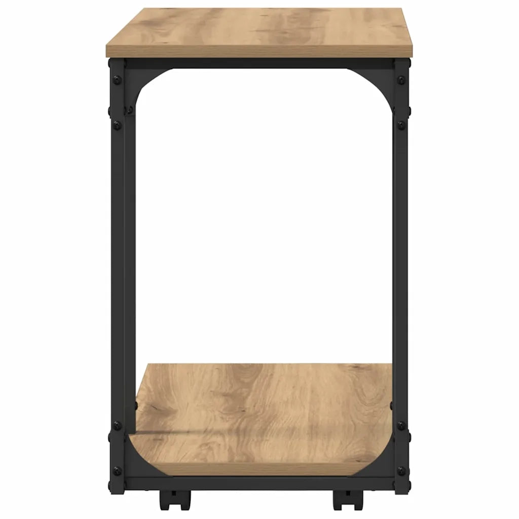 Tavolo laterale con ruota Rovere artigianale 50 x 35 x 55.5 cm