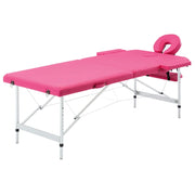 Lettino da massaggio pieghevole a 2 sezioni acciaio inox rosa 02_0001809