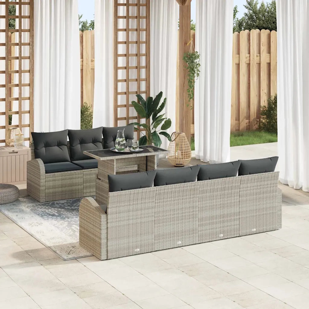 Set Divano da Giardino con cuscino 8 pcs Grigio chiaro 3357325