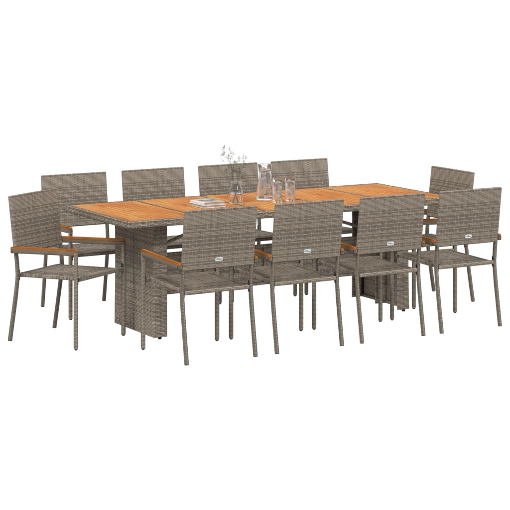 Set da Pranzo da Giardino 11 Pezzi Grigio in Polyrattan