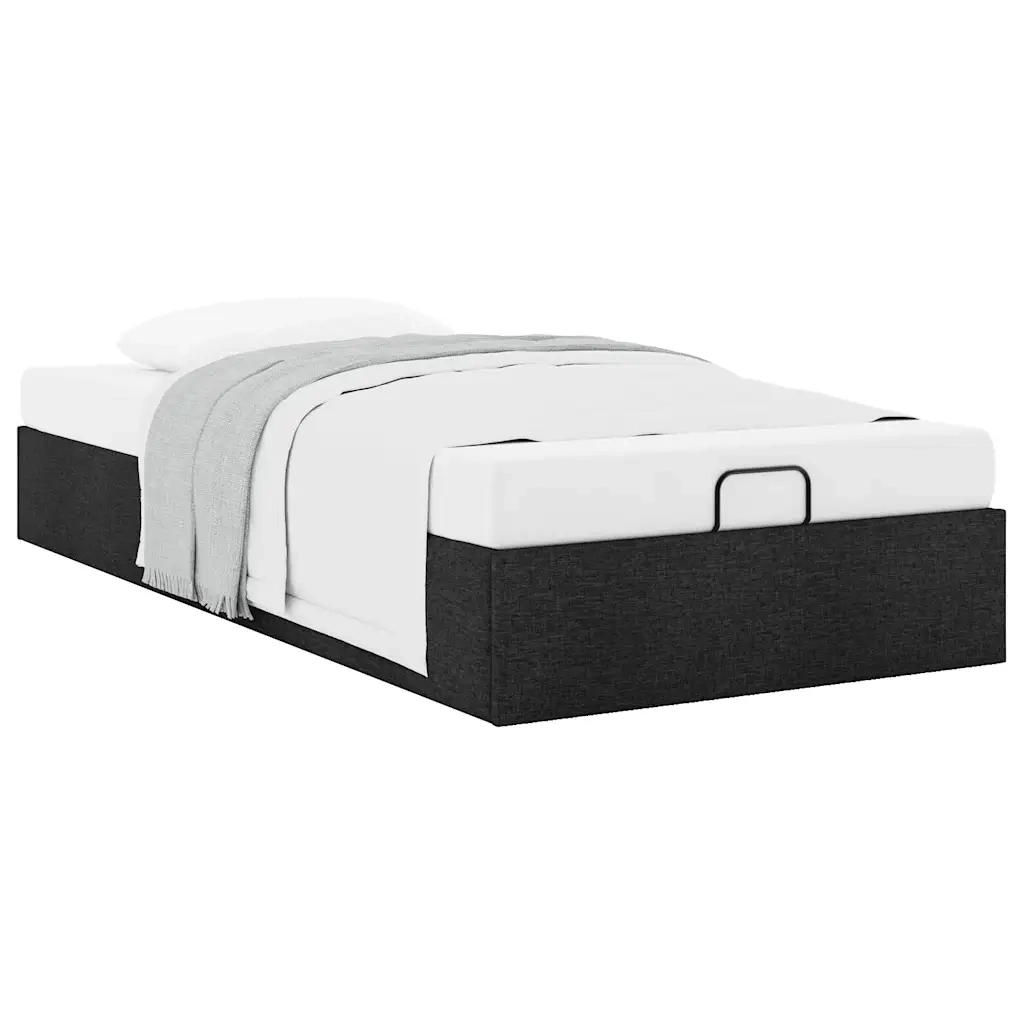 Struttura Letto Pouf senza Materasso Nero 90x200 cm in Tessuto