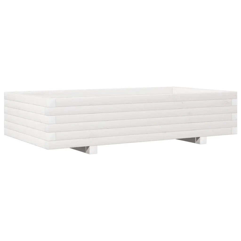 Fioriera da Giardino Bianca 110x60x26, 5cm Massello di Pino 847349