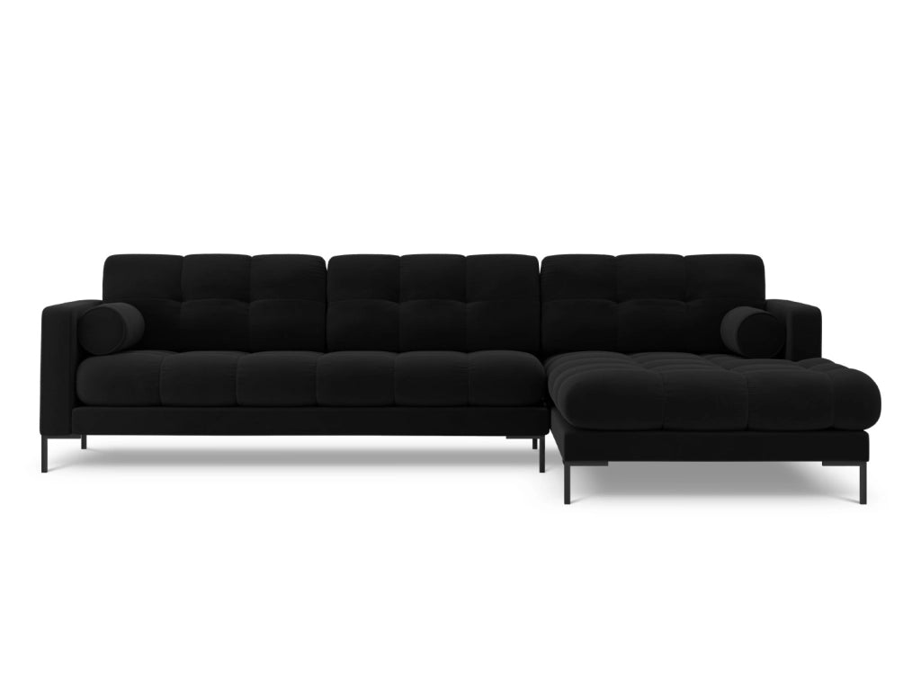 Cosmopolitan Design - Divano angolare destro "Bali" 5 posti in velluto nero 