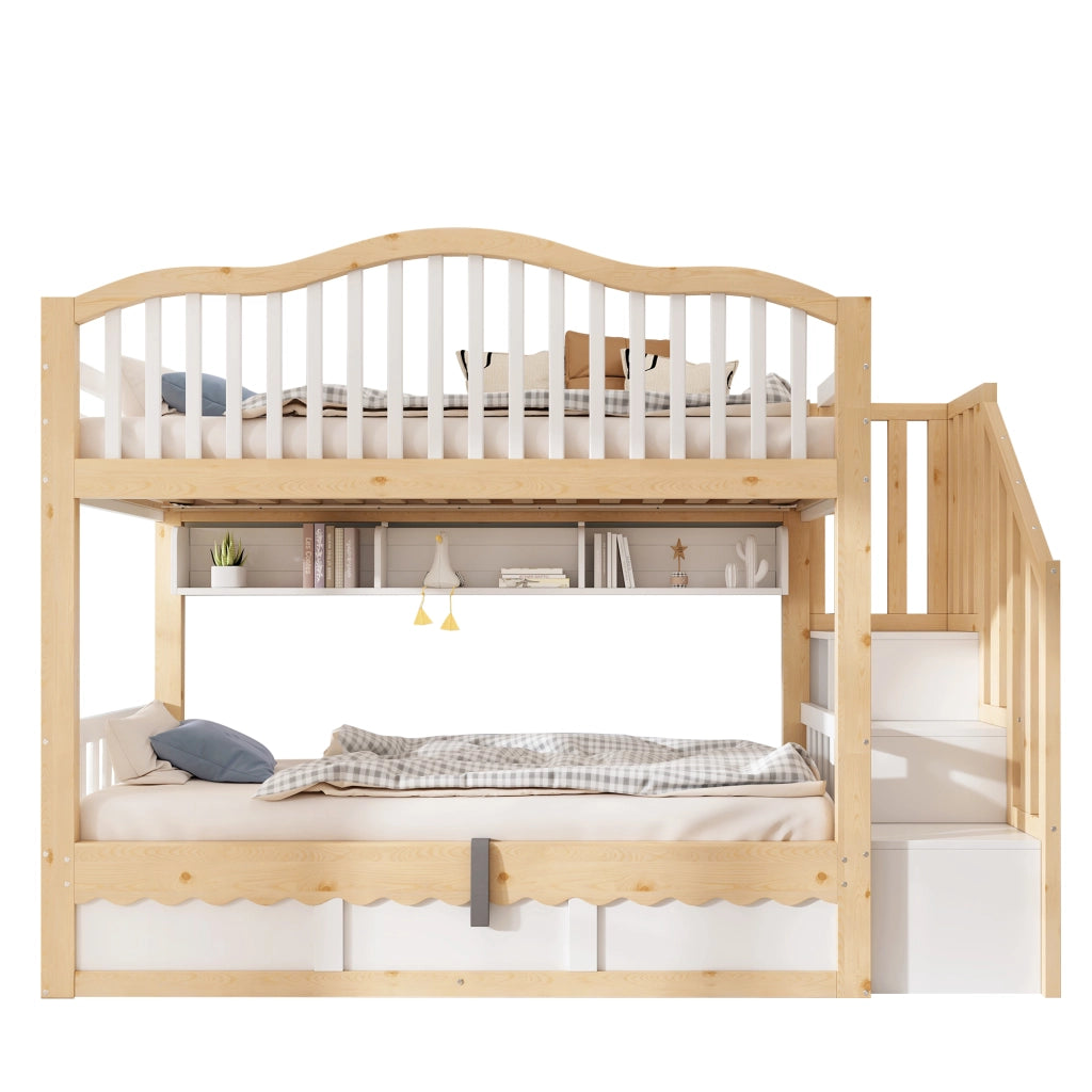 letto a castello in legno bianco e rovere 98 x 252 cm