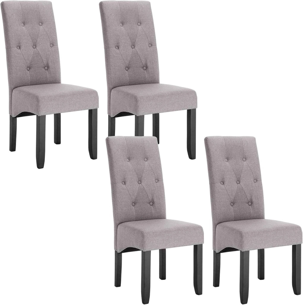 Set 4 Sedie da Cucina Moderne Imbottite Poltrona da Pranzo Rivestiti in Velluto Gambe in Legno, Grigio Scuro BH294dgr-4