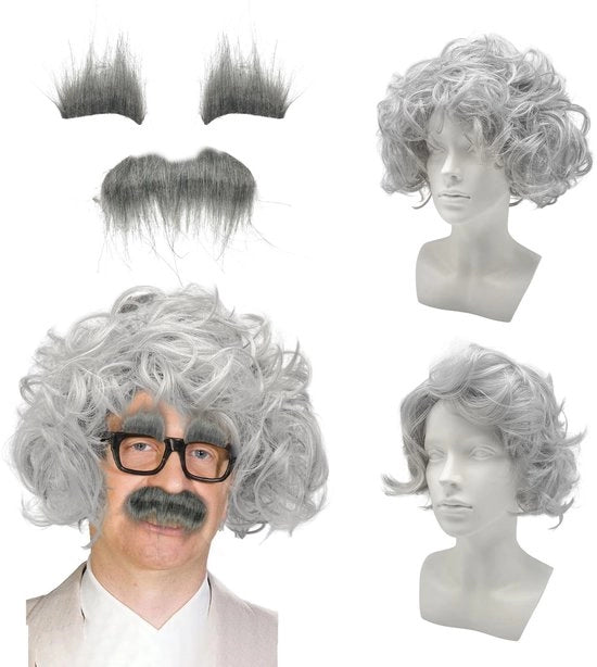 Set di costume per anziano - parrucca grigia - barba/occhiolucidi - costume da cosplay - alta qualità - tema costume