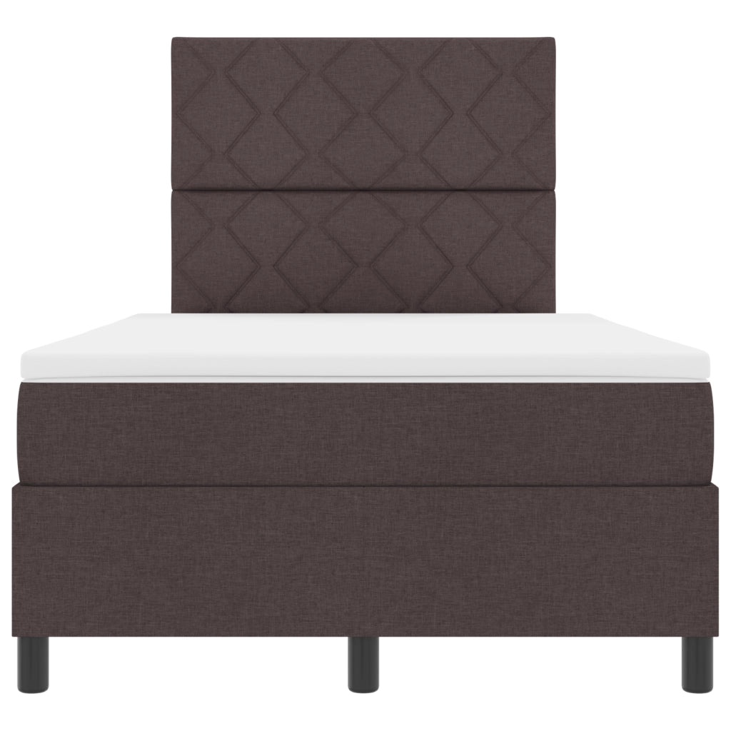 Letto con sommier, materasso e LED Marrone Scuro 120x190 cm Tessuto