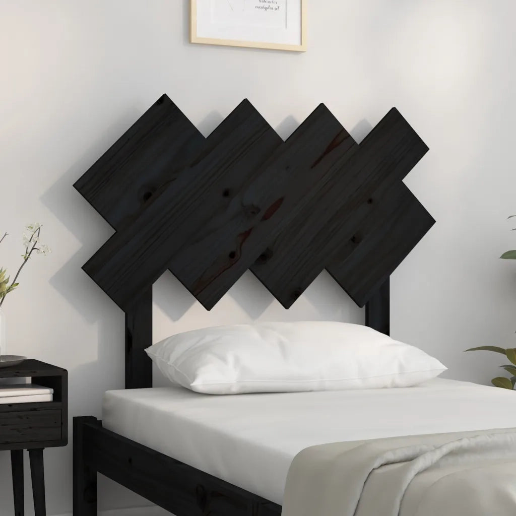 Testiera per Letto-Testata-Testiera Decorativa Nera 92x3x81 cm in Legno Massello di Pino