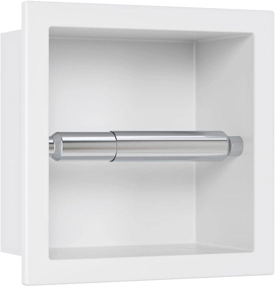 Supporto per carta igienica nascosto in alluminio inox 304, supporto per carta igienica da parete per bagno, bianco