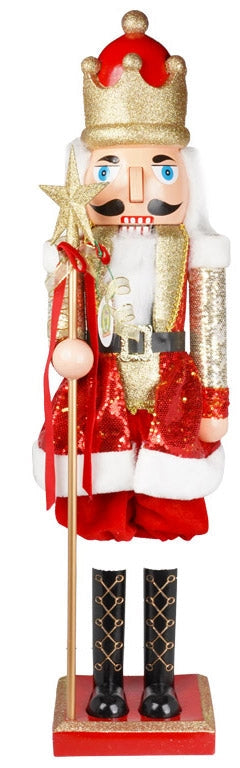 Soldato Schiaccianoci Natalizio H80 cm in Plastica con Payettes Rosso