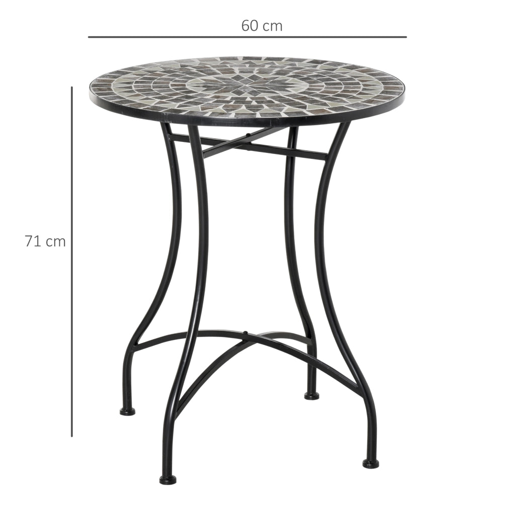 Tavolino da Giardino ¨C zephmum ¨C Metallo e Ceramica Nero