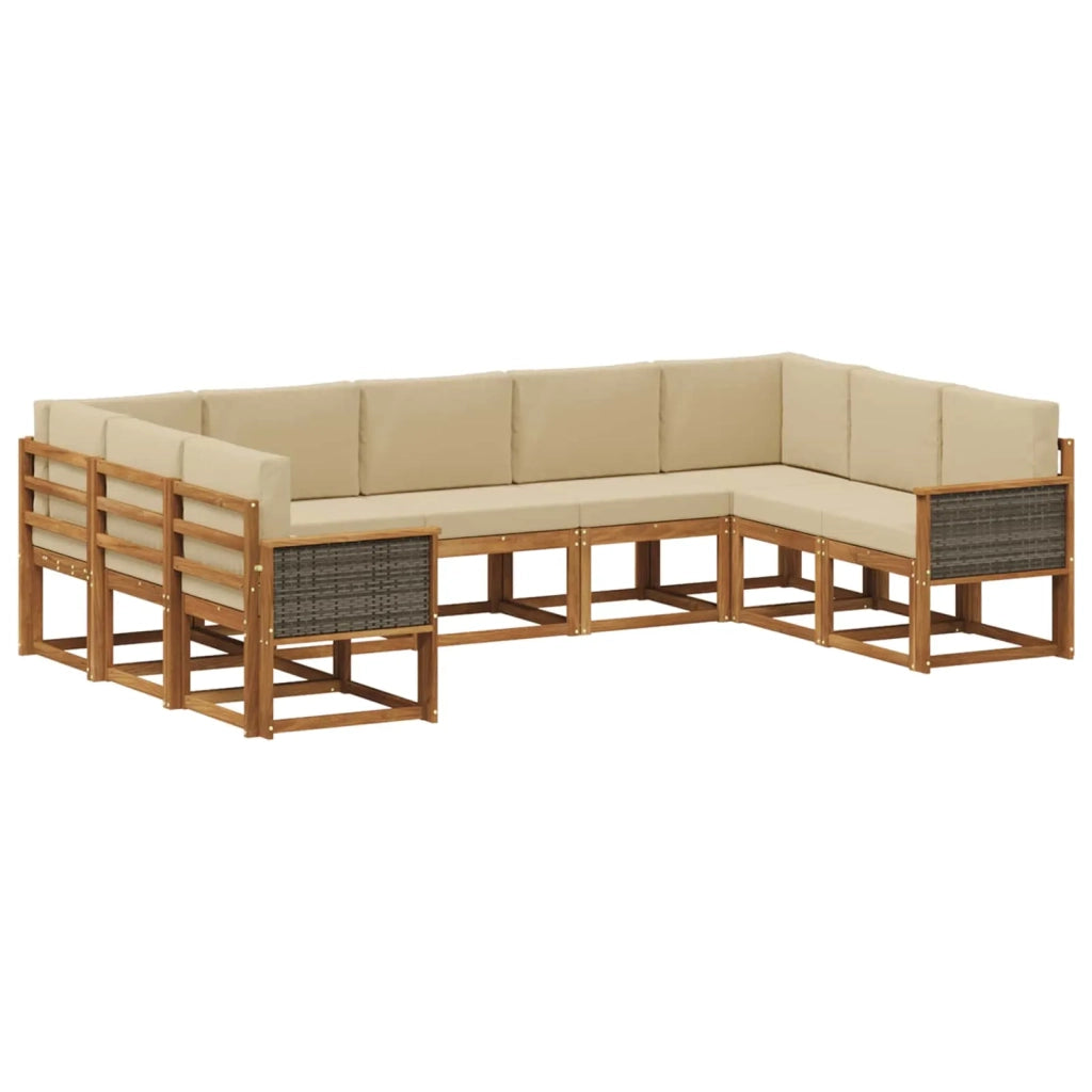 Set di divani da esterno 9 pz Naturale e Beige 3385529