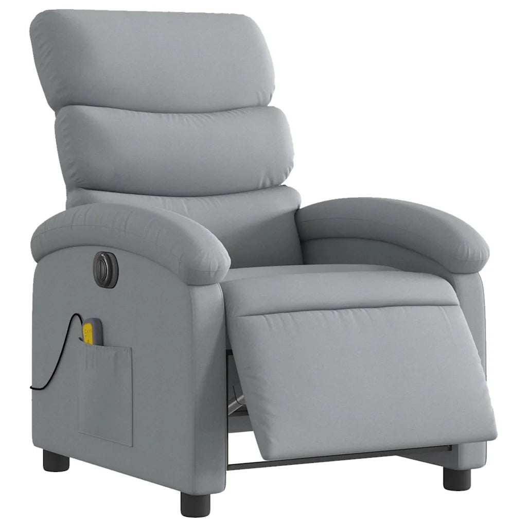 Poltrona | Sedia Relax Reclinabile Massaggio Elettrica Grigio Chiaro Tessuto