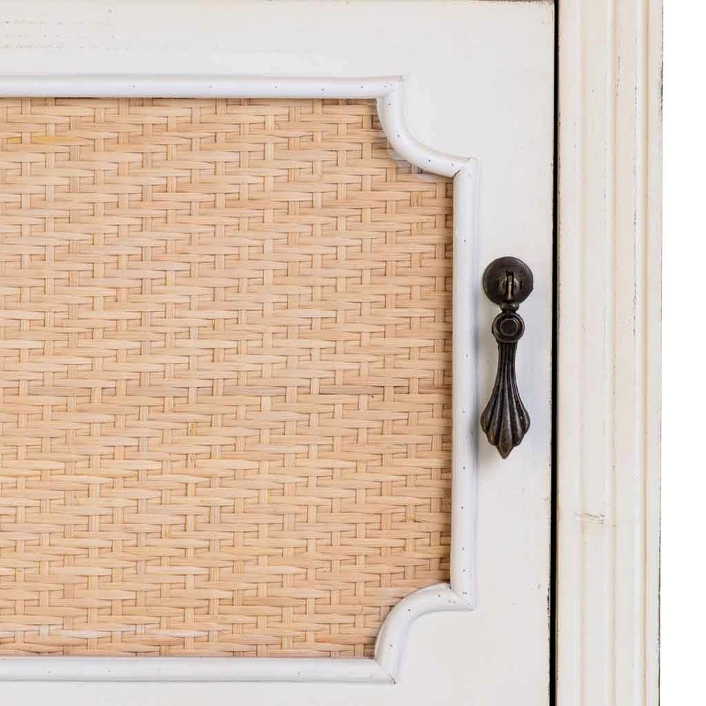 Tavolino in legno laccato bianco con griglia 46x36x68h cm