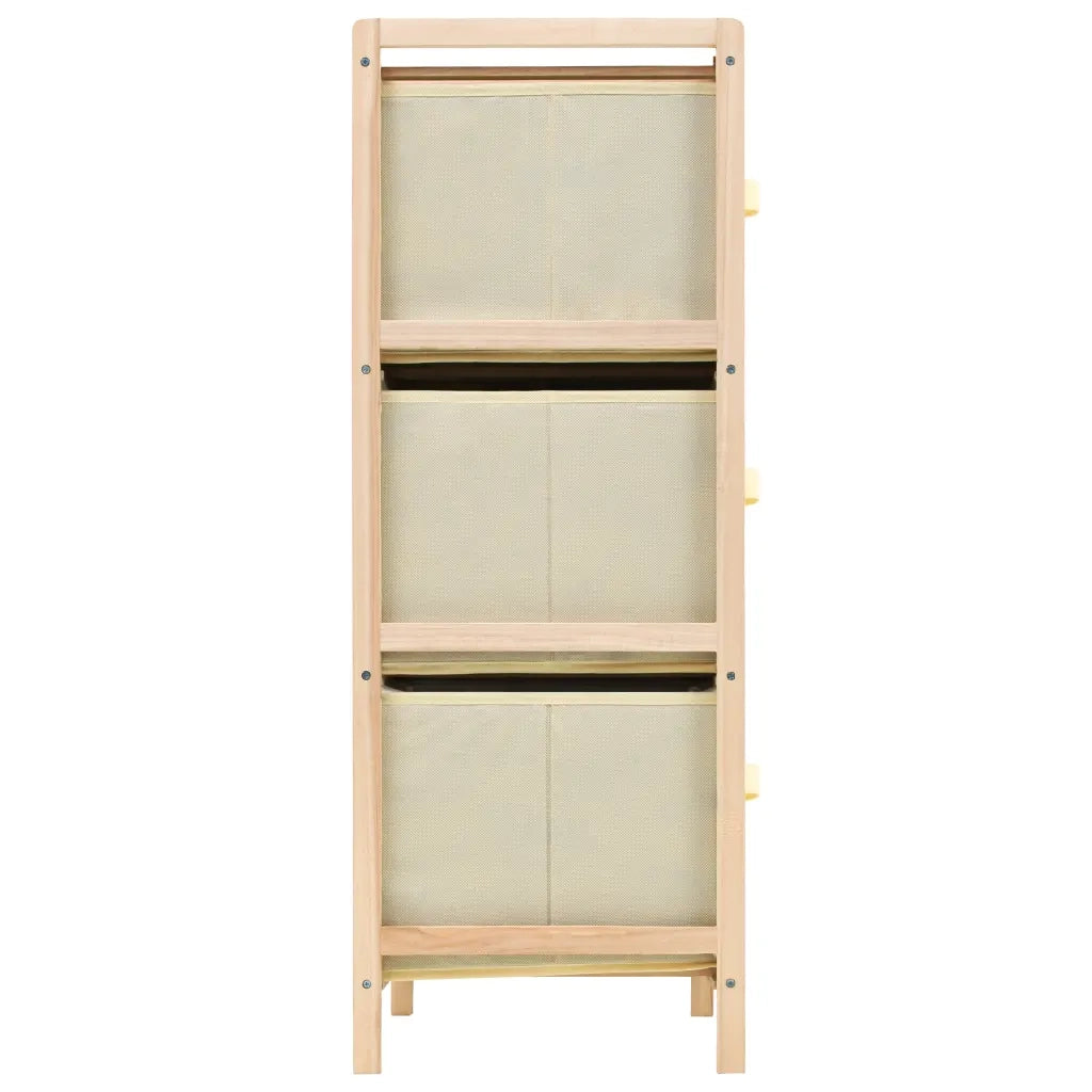 Scaffale con 6 Cesti in Tessuto in Legno di Cedro Beige 246439