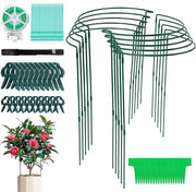 Set di 10 Supporti per Piante in Metallo Regolabili a Sfera Verde per Piante Indoor e Vegetali con Clip da 40cm